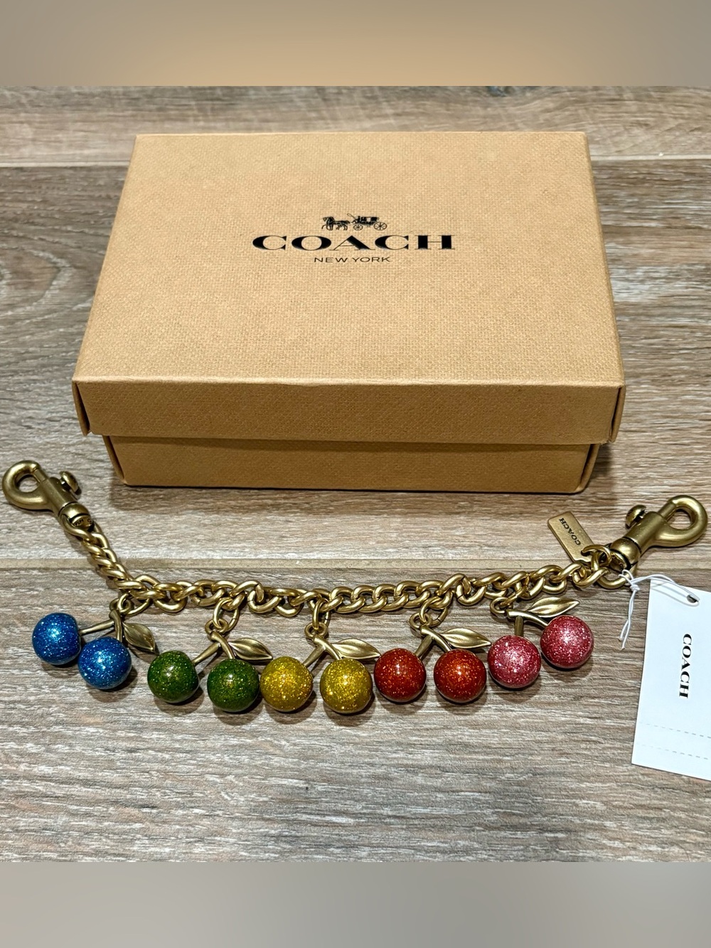 Coach Charm with Multicolor Glitter Cherries 🌈
